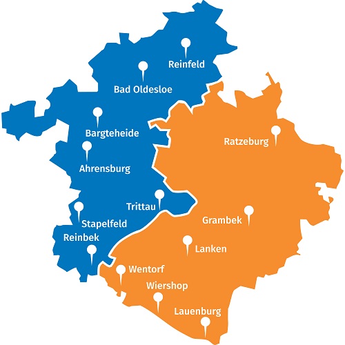 Übersicht der Recyclinghöfe der AWSH
